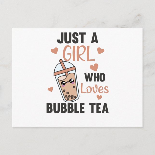 Carte Postale Juste Une Fille Le Thé De Bulle Aime Boba Kawaii (Devant)