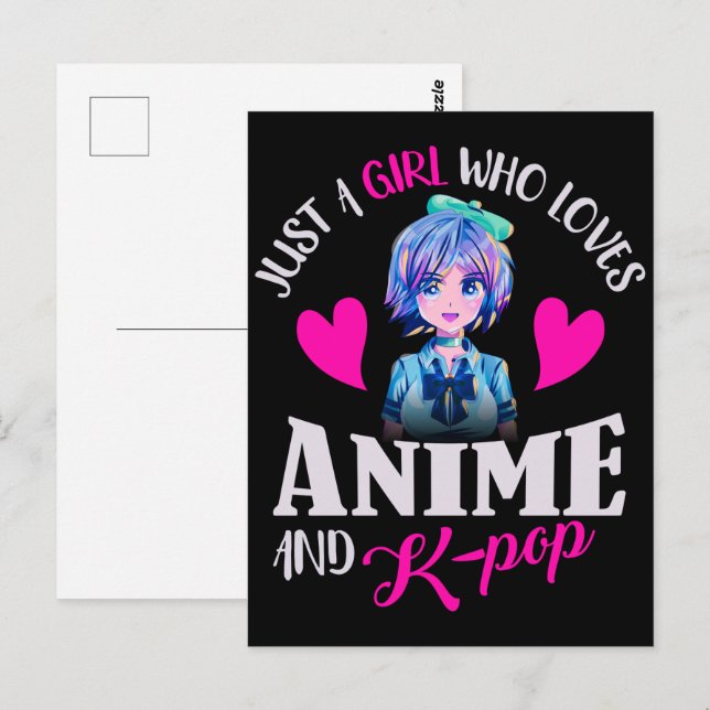 Carte Postale Juste une fille qui aime Anime et K-Pop (Devant / Derrière)
