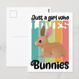 Carte Postale Juste une fille qui aime Bunnies Lapin de Pâques M