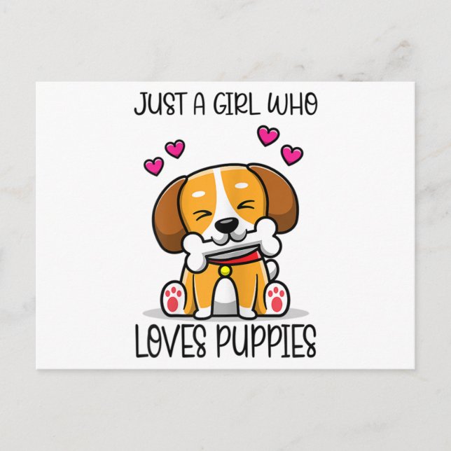 Carte Postale Juste Une Fille Qui Aime Les Chiots (Devant)