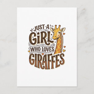 Carte Postale Juste une fille qui aime les girafes Vintage T-Shi