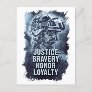 Carte Postale Justice Bravoure Honneur Loyauté Code des guerrier