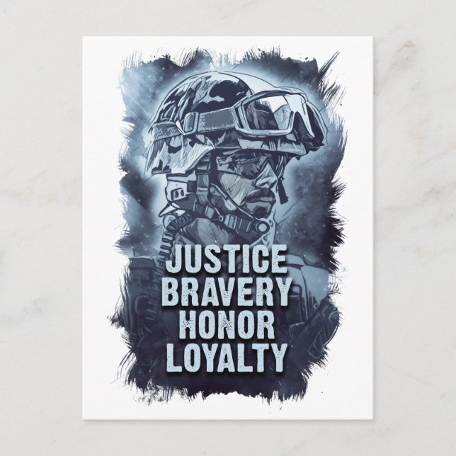 Carte Postale Justice Bravoure Honneur Loyauté Code des Guerrier (Devant)