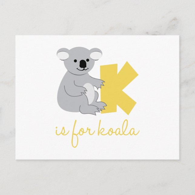 Carte Postale K est pour Koala (Devant)