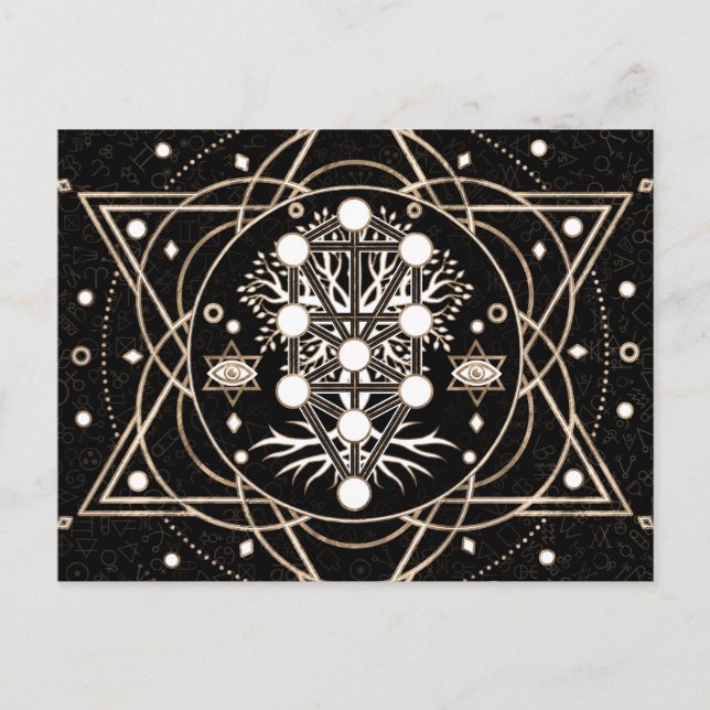 Carte Postale Kabbalah L'Arbre de Vie Ornament de Géométrie Sacr (Devant)