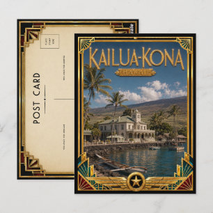 Carte Postale Kailua-Kona Hawaii Art Déco Vintage Âge d'Or