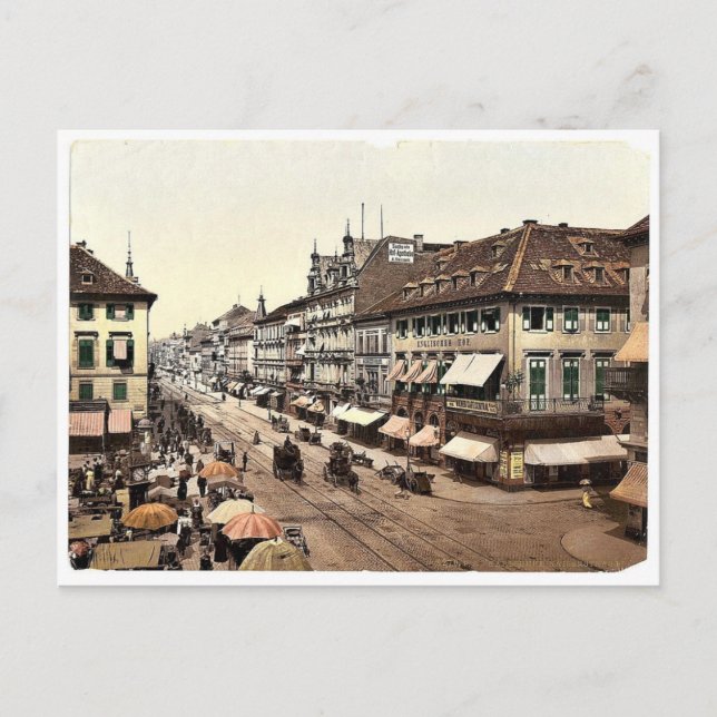 Carte Postale Kaiser Strasse, Karlsruhe, Baden, Allemagne classi (Devant)