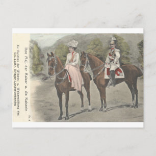 Carte Postale Kaiser Wilhelm II & impératrice sur chevaux #037SS