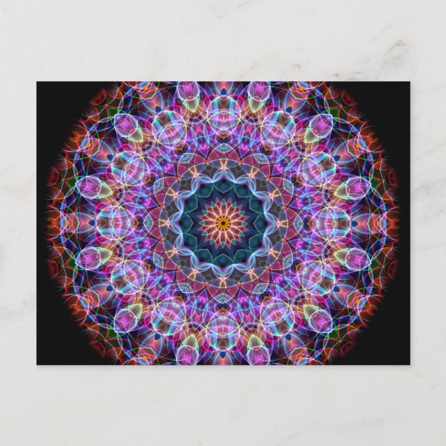 Carte Postale Kaléidoscope de Lotus pourpre (Devant)