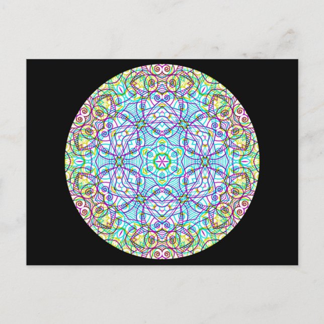 Carte Postale Kaléidoscope géométrique Mandala (Devant)