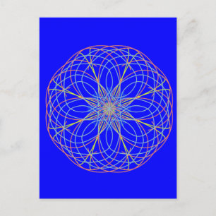 Carte Postale Kaleidoscope Mandala Art Blue