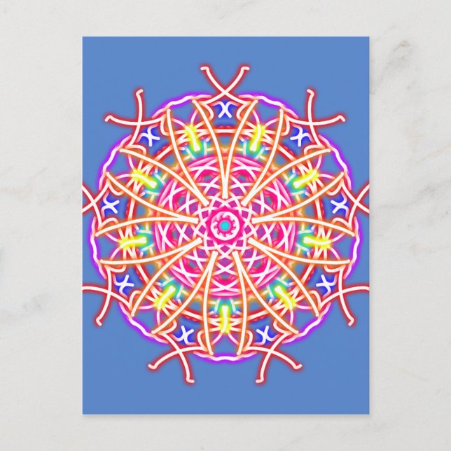 Carte Postale Kaleidoscope sur bleu (Devant)