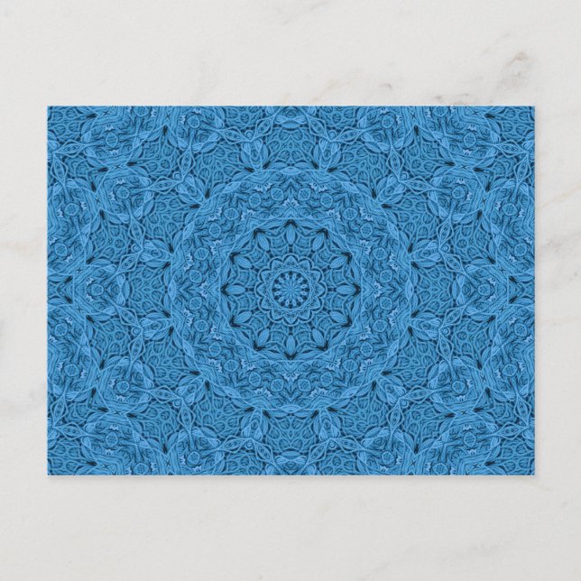 Carte Postale Kaléidoscope vintage de fractale de motif bleu de (Devant)