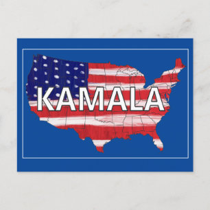 Carte Postale Kamala Et États-Unis En Drapeau