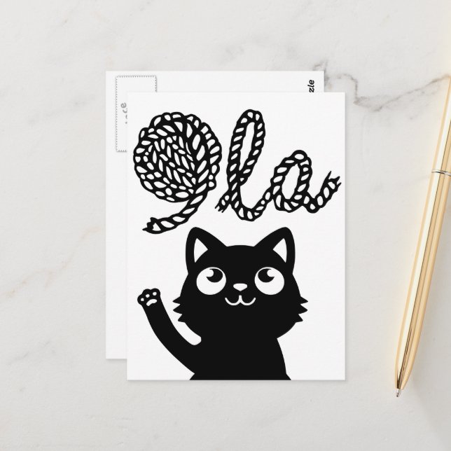 Carte Postale Kamala Harris Président 2024 Comma La Cat et Yarn (Devant/Arrière en situation)
