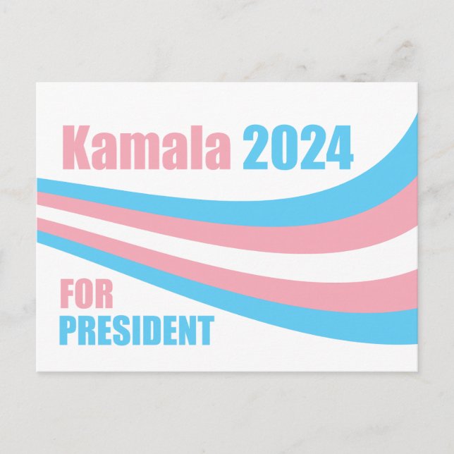 Carte Postale Kamala pour le Président Drapeau Transgenre 2024 (Devant)