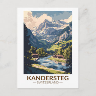 Carte Postale Kandersteg Suisse Art de voyage pictural Rétro