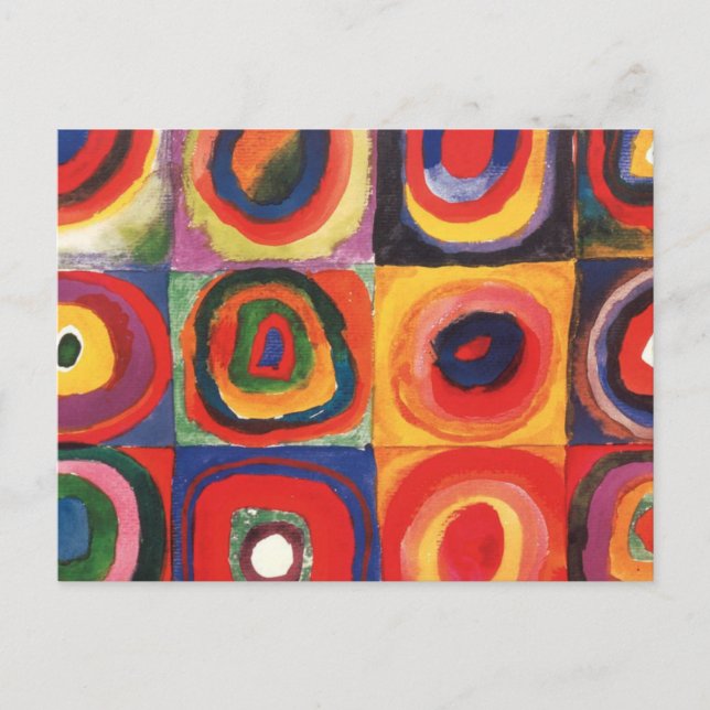 Carte Postale Kandinsky Farbstudie Cercles Carré Quadrate Art (Devant)