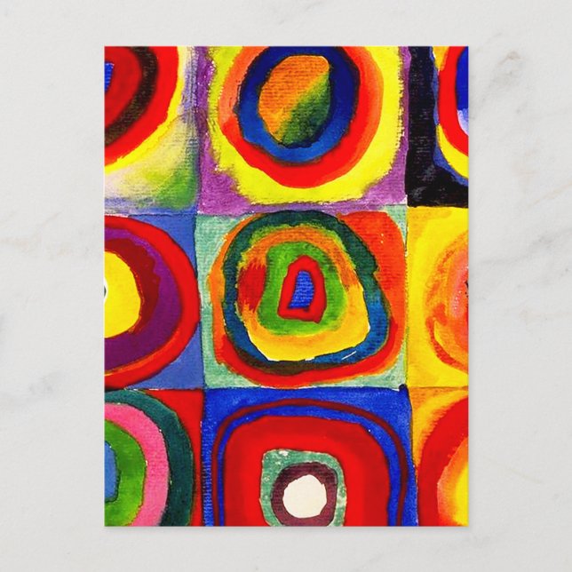 Carte Postale Kandinsky Farbstudie Cercles Carré Quadrate Art (Devant)