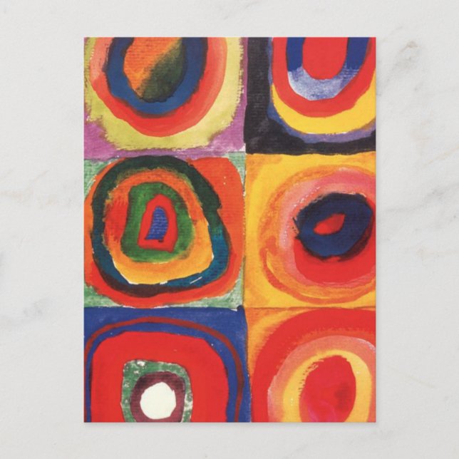 Carte Postale Kandinsky Farbstudie Quadrate Squares Cercles Art  (Devant)