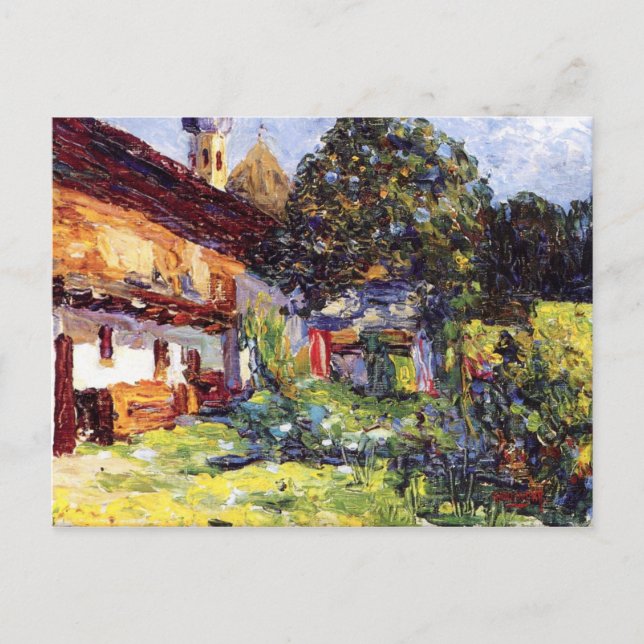 Carte Postale Kandinsky - Kochel - Ferme avec église (Devant)