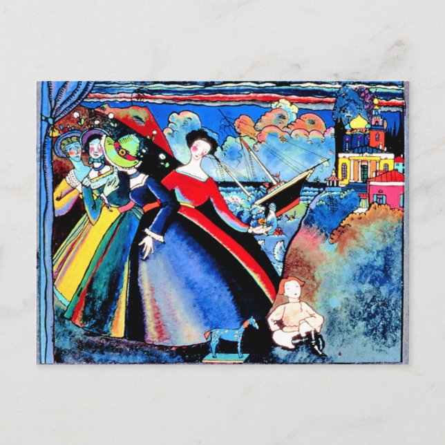 Carte Postale Kandinsky - Navire, peinture colorée (Devant)