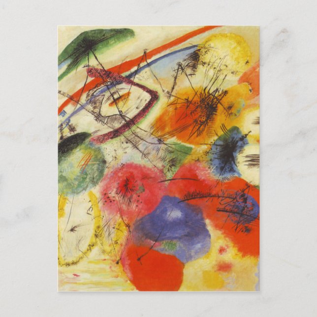 Carte Postale Kandinsky Noir frappe la peinture Abstraite (Devant)