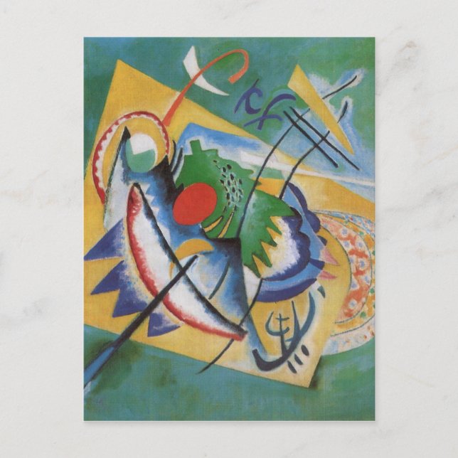 Carte Postale Kandinsky rouge ovale Abstraite oeuvre d'art vert  (Devant)