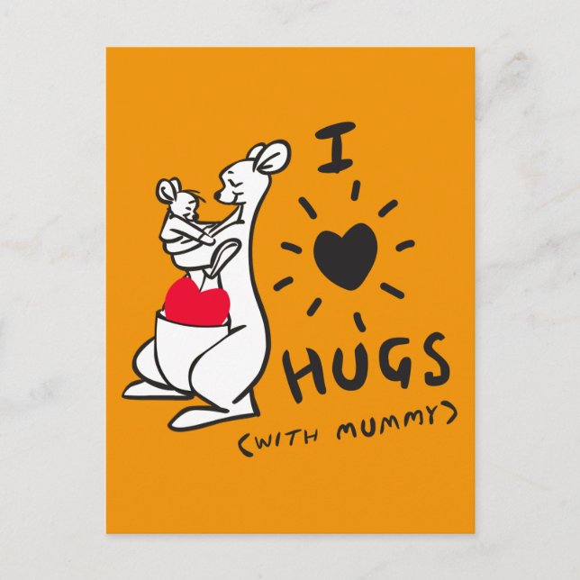 Carte Postale Kanga & Roo | I Love Hugs (avec maman) (Devant)