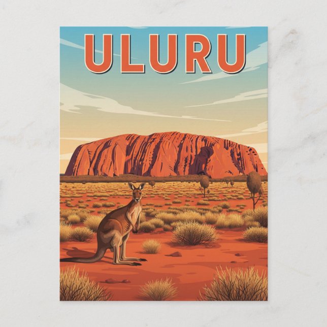 Carte Postale Kangaroo sur Uluru Australie (Devant)