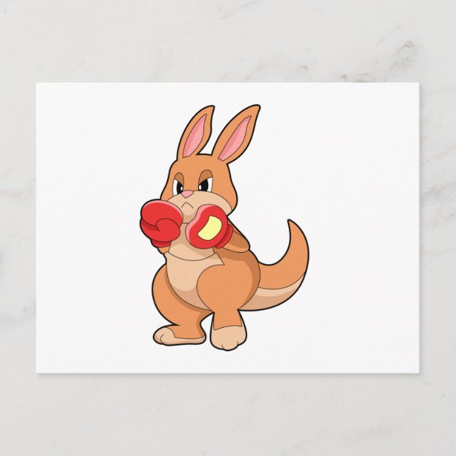 Carte Postale Kangourou à la boxe avec gants de boxe (Devant)
