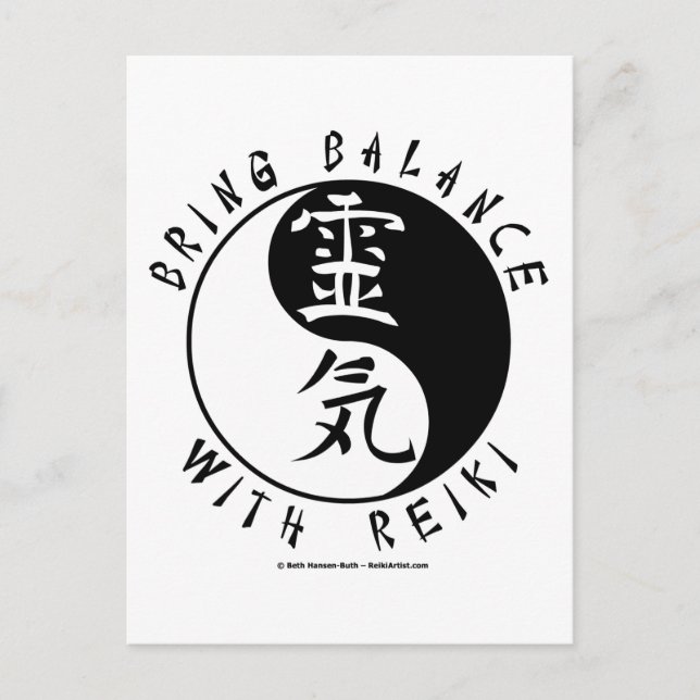 Carte Postale Kanji de Yin Yang Reiki (Devant)