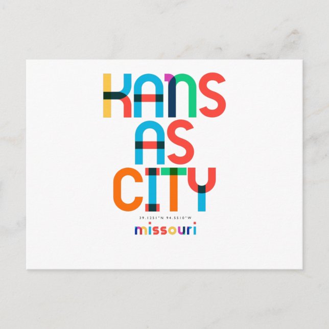 Carte Postale Kansas City Missouri Mid Century, Pop Art, (Devant)