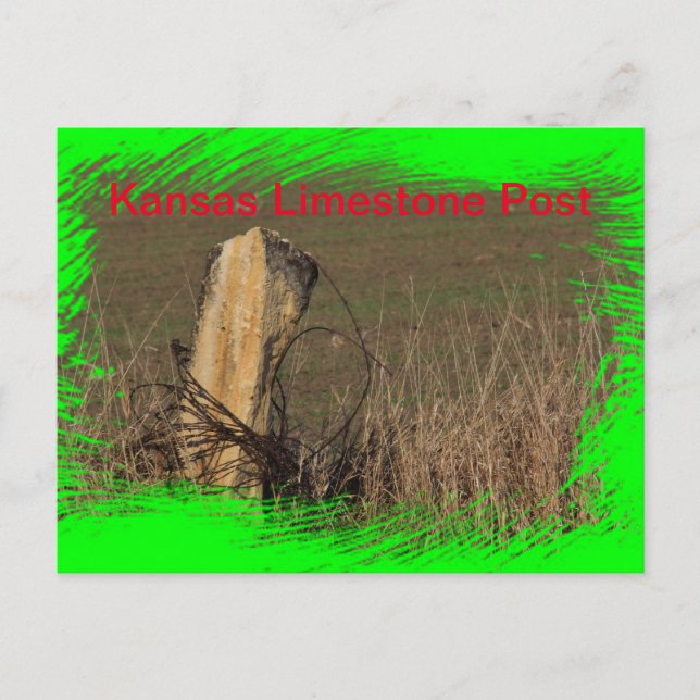 Carte Postale Kansas Limestone Post photo de closeuse sur une CA (Devant)