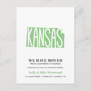Carte Postale KANSAS Nous avons déménagé Nouvelle adresse Nouvea