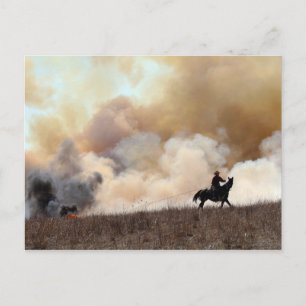 Carte Postale Kansas Rancher Démarre une brûlure contrôlée
