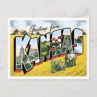 Carte Postale Kansas Salutations Des États-Unis