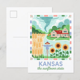 Carte Postale Kansas Sunflower State USA Summer Travel