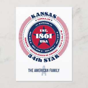 Carte Postale Kansas, Topeka, KS, Patriotique, Monogramme