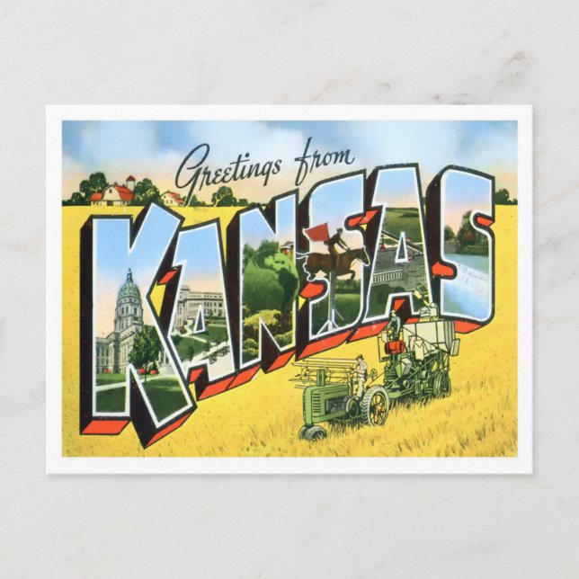 Carte postale Kansas Vintage Big Letters (Devant)