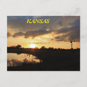 Carte Postale Kansas Windmill Silhouette coucher de soleil, cart
