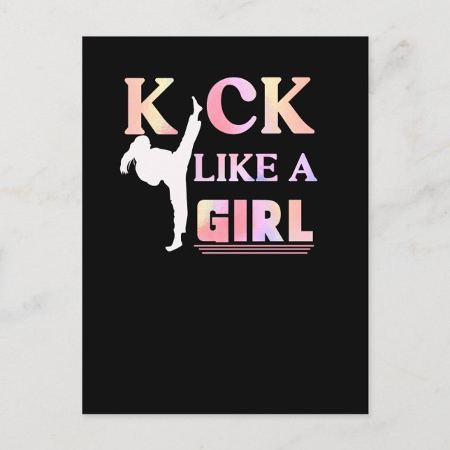 Carte Postale Karate Taekwondo Jiu Jitsu Girl Fighting Fun (Devant)