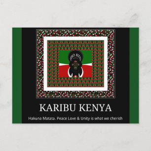 Carte Postale Karibu Kenya : Design des couleurs du drapeau nati