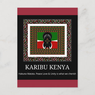 Carte Postale Karibu Kenya : Les couleurs vives du drapeau natio