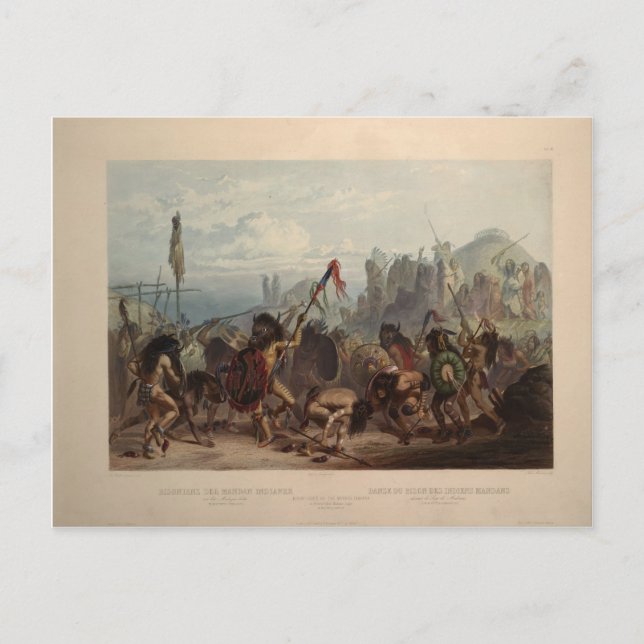 Carte Postale Karl Bodmer- Buffalo-Danse des Indiens mandans (Devant)
