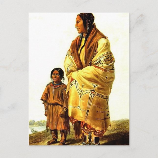 Carte Postale Karl Bodmer - Dacota femme et Assiniboin fille (Devant)