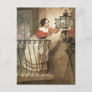 Carte Postale Karl Bryullov - Une femme italienne éclaire une la