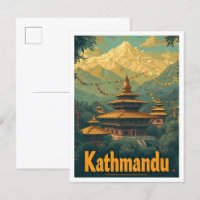 Kathmandu Nepal Vintage Art Illustration de voyage