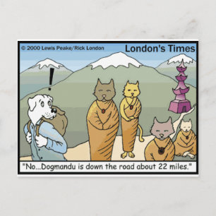 Carte Postale Katmandou Dogmandu Chien Vs Chat Cadeaux Drôles & 