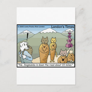 Carte Postale Katmandu Dogmandu Chien Vs Chat Drôle Drôle Cadeau